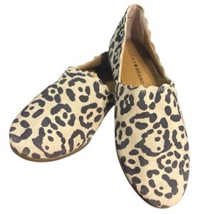 Lucky Brand NWOT Leather Leopard Print Slip on Loafers Women’s Flat Shoes Sz 7.5